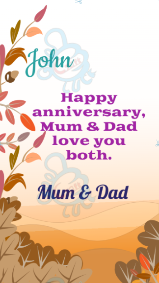 anniversary message for parents (anniversary card mockup)