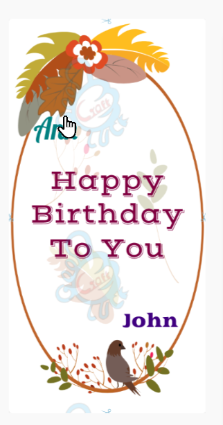 Finished personalised digital greeting card ready to download