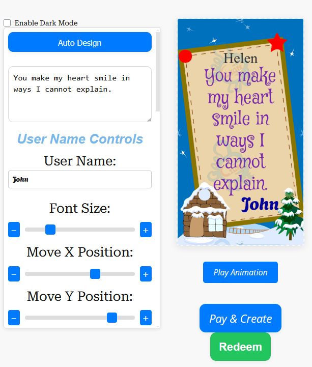 Free WhatsApp eCards being personalised in the GoodluckCraft builder