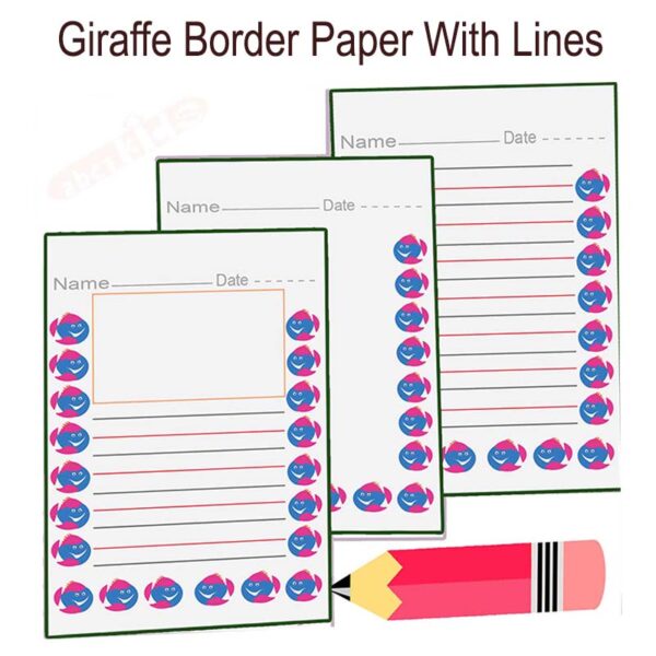 Children's lined handwriting paper - writing paper with picture box - writing paper with borders