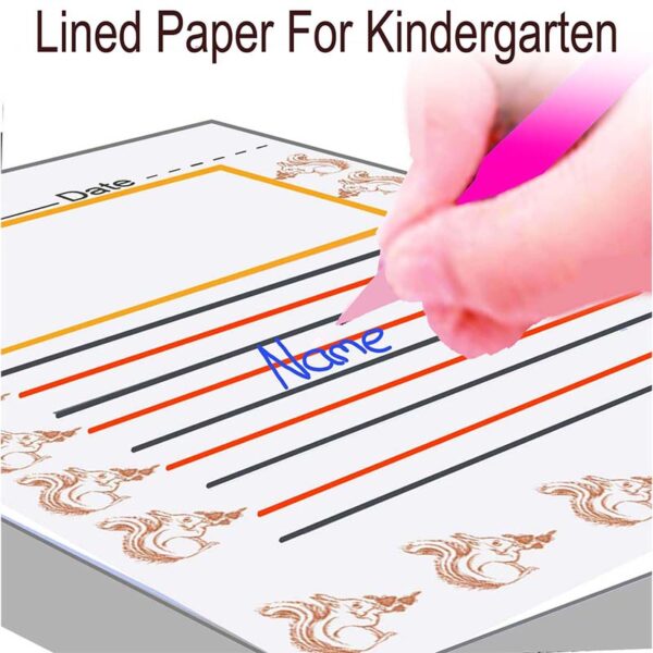 Lined paper for kindergarten with squirrel border, handwriting lined paper, goodluckcraft