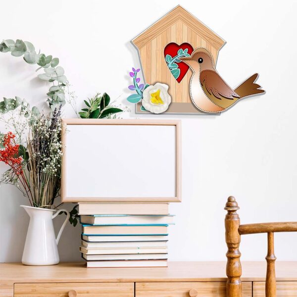 living room decor ideas; a bird in a birdhouse; Bird resting in a cozy birdhouse; Feathered friend inside its birdhouse; Bird perched in wooden birdhouse; Colorful bird in a quaint birdhouse; Little bird nesting in birdhouse; Bird peeking out of birdhouse entrance; Chirping bird within its birdhouse; Bird enjoying its birdhouse home; Small bird residing in birdhouse; Bird snug in its crafted birdhouse;